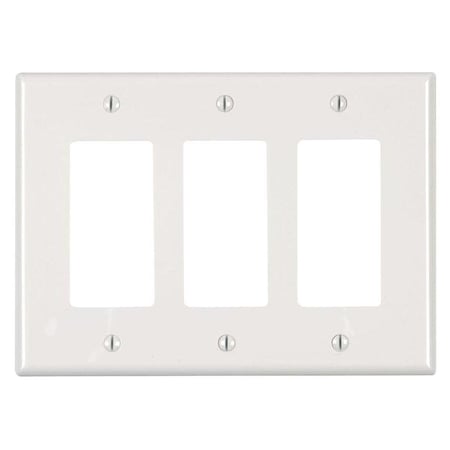 Gorgeousglow 6.75 x 0.25 x 4.88 in. 3-Gang Decora Wallplate, White GO3546943